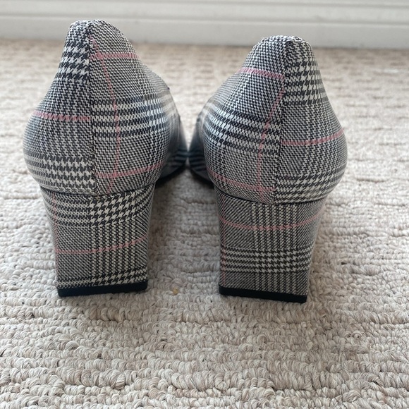 Zara Checkered Plaid Block Heel Pointed Toe Pumps Size - Picture 9 of 13